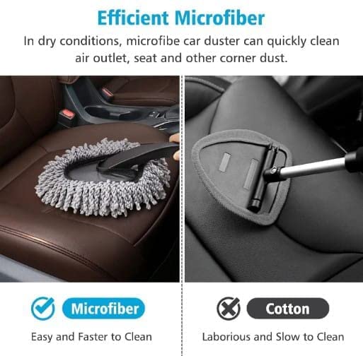 Mini Microfiber Duster Interior, Multi-Purpose Duster Brush with Handle for Car Cleaning & Household