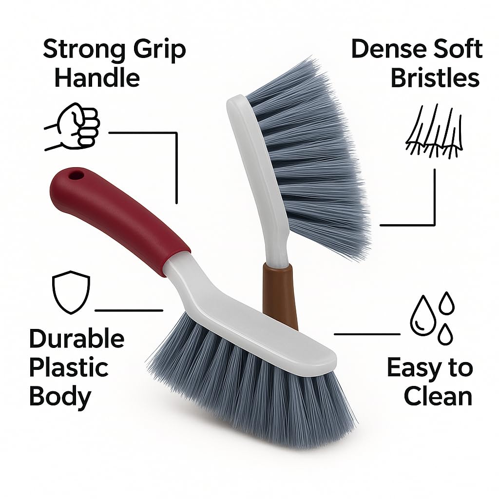 Carpet Brush for Deep Cleaning – Ergonomic Handle & Dense Bristles – Ideal for Carpets, Rugs, Sofas, Car Seats & Floor Mats – Handheld Household Cleaning Brush