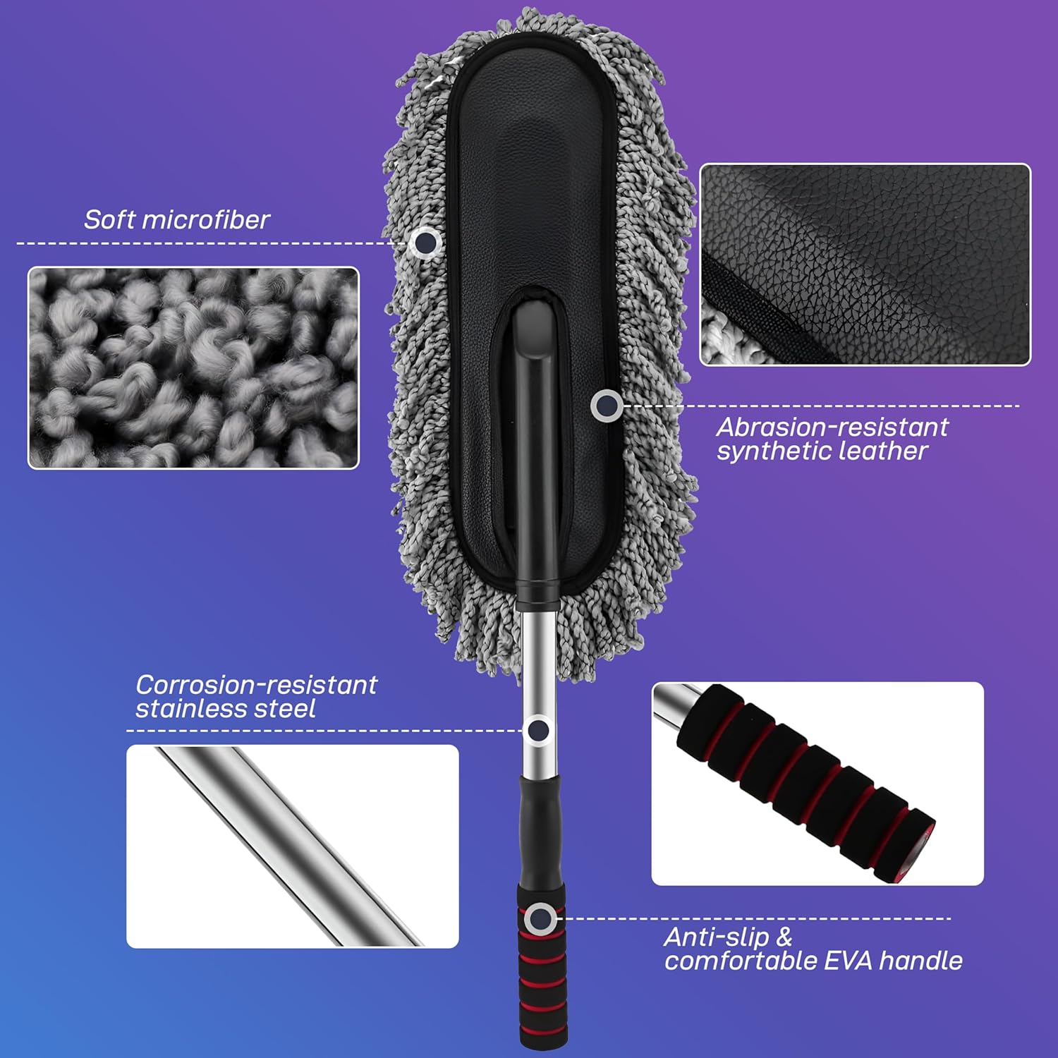 Super Soft Car Cleaning Multipurpose Car Cleaner Brush Exterior and Interior Extendable Handle for Cleaning