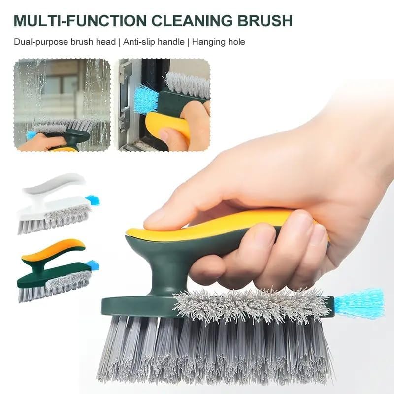 crub Brushes with Squeegee, Bathroom Cleaning Brushes, V-Shape Stiff Bristles Hand Scrubbing Brush for Cleaning, Small Scrub Cleaning Brush for Shower Bathtub, Tile, Sink, Carpet, Bathroom