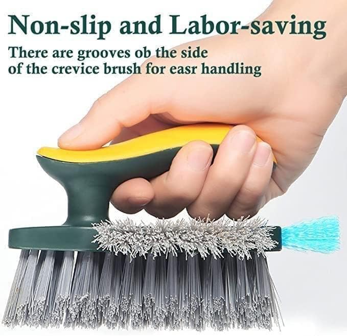 crub Brushes with Squeegee, Bathroom Cleaning Brushes, V-Shape Stiff Bristles Hand Scrubbing Brush for Cleaning, Small Scrub Cleaning Brush for Shower Bathtub, Tile, Sink, Carpet, Bathroom