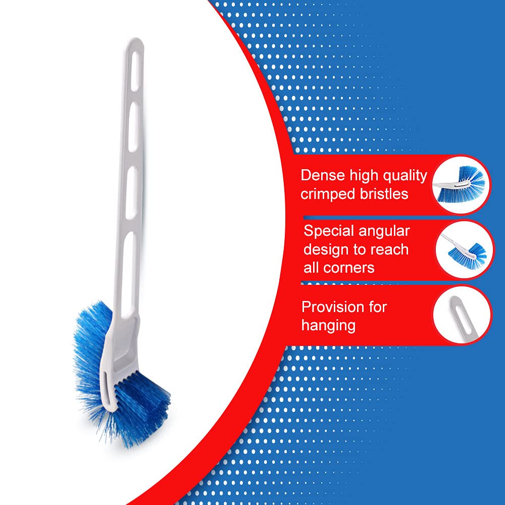Hockey Toilet Brush | Longer Handle Ergonomic Design | Angular Design to Reach All Corners