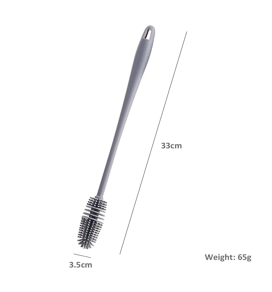 Long Handle Silicone Bottle Brush, Water Bottle Cleaning Brush, Grey